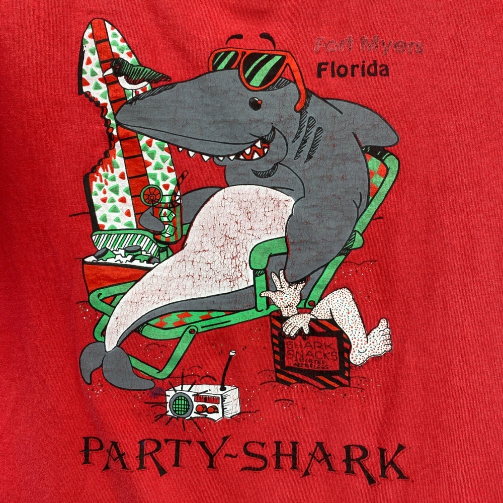 Vintage Santa Cruz Party Shark T-Shirt Kids M Fort Myers‎ Florida Skateboarding - Picture 2 of 13